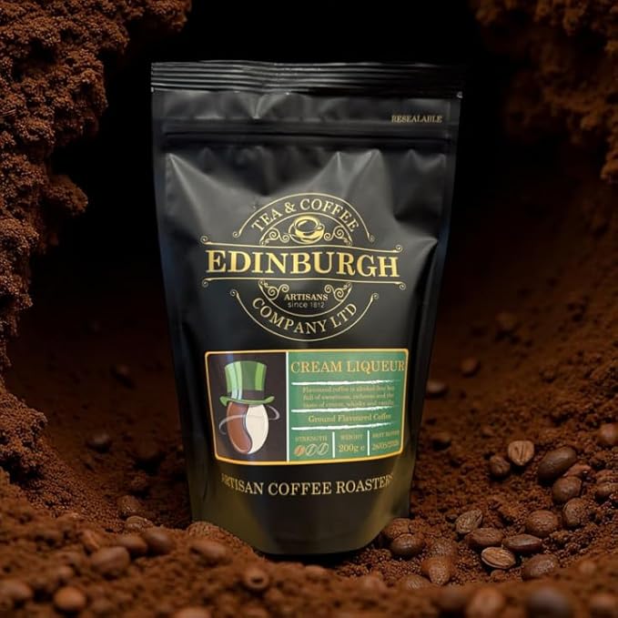 Edinburgh Tea & Coffee Irish Cream Ground Coffee, Alcohol-Free, Medium Roast, 7oz Bag (Pack of 2)