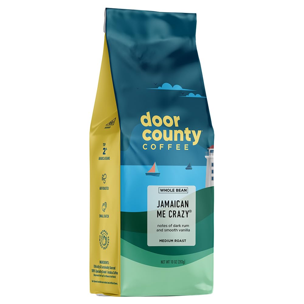 Door County Coffee Chocolate Cherry Flavored Whole Bean - 10 oz Bag - Medium Roast - 100% Specialty Arabica - Flavored Gourmet - Chocolate Cherry