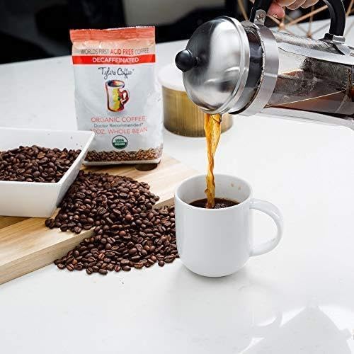 Tyler’s Acid Free Organic Whole Beans - 100% Arabica Full Flavor Decaf - For Acid Free Diets - Natural and Organic Blend for Common GI Issues-12 oz