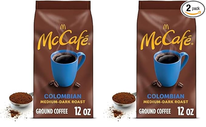 McCafe Colombian, Medium-Dark Roast Ground Coffee, 12 oz Bag (Pack of 2)