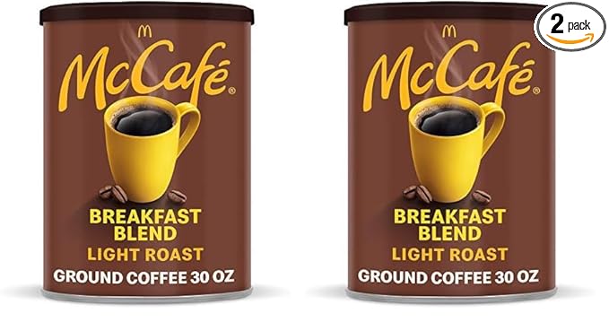 McCafe Breakfast Blend, Light Roast Ground Coffee, 30 oz Canister (Pack of 2)