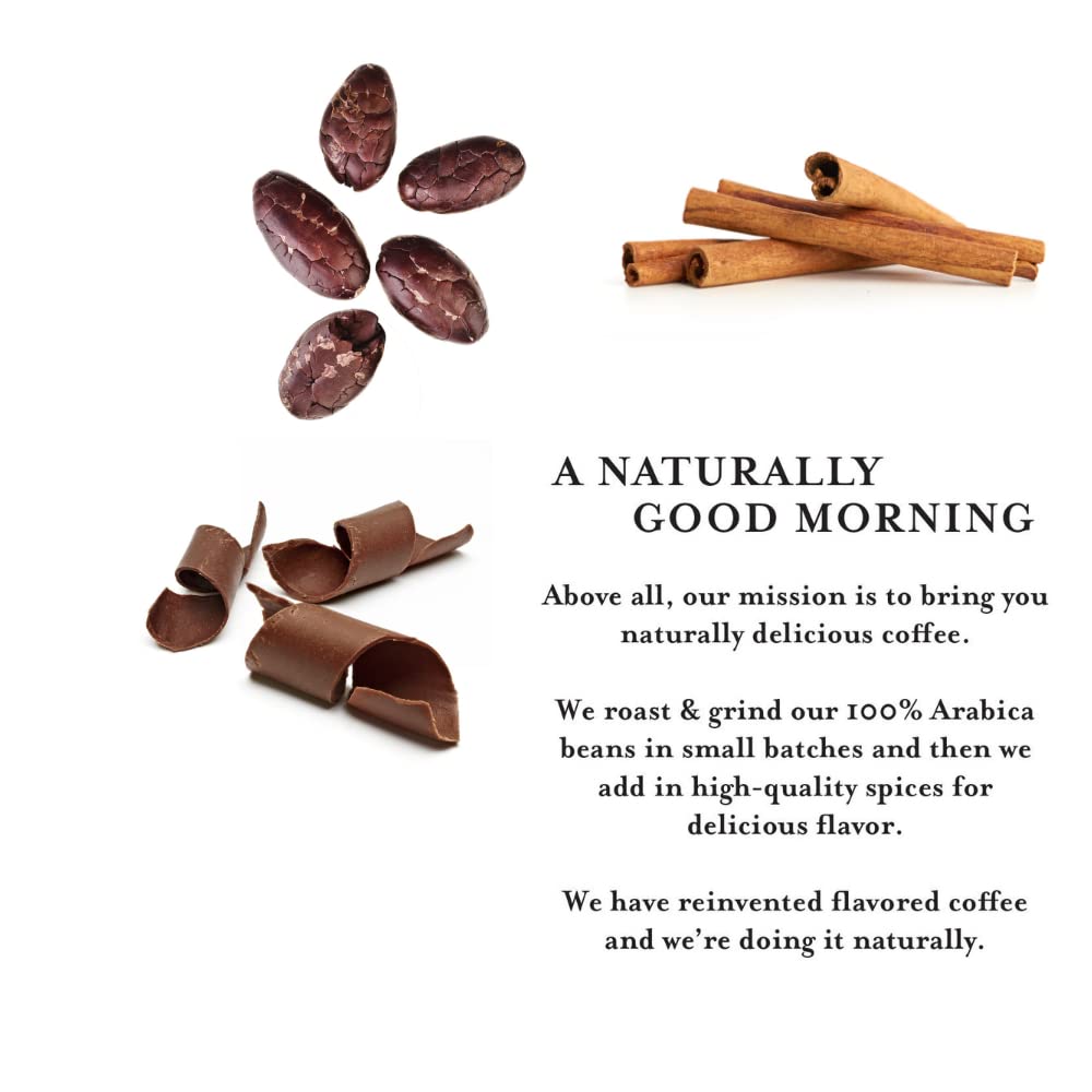Via Bom Dia 100% Naturally Flavored Ground Coffee, Cinnamon Chocolate, Medium Roast, No Artificial Flavors, 12 oz. Bag