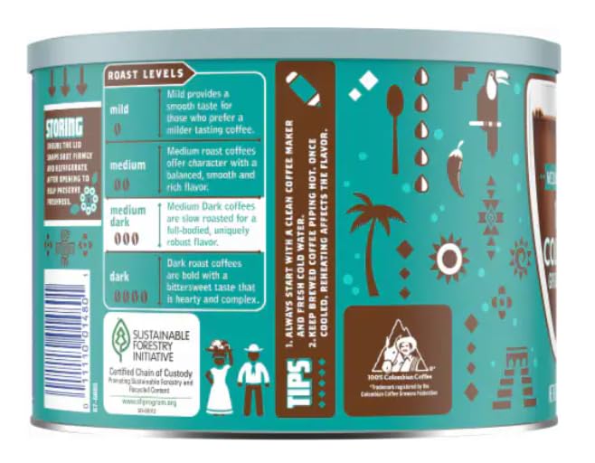 Kroger 'Lively and Robust' Medium-Dark-Roast 100% Colombian Ground Coffee, 24 Oz Resealable Can, 1 Pack - Makes 185 Cups±!