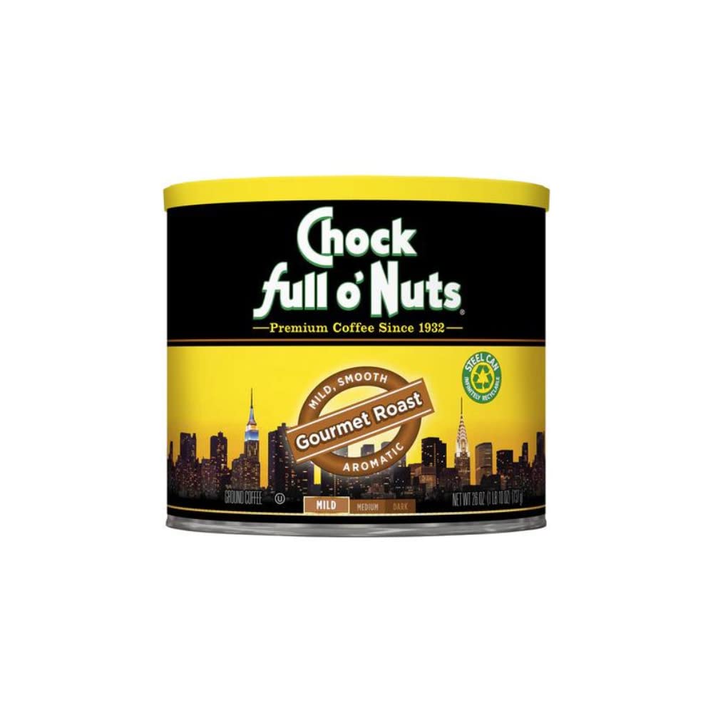 Chock Full o’Nuts Original Roast Ground Coffee, Medium Roast – Coffee Beans – Smooth, Full-Bodied Medium Blend with A Rich Flavor (26 Oz. Can)