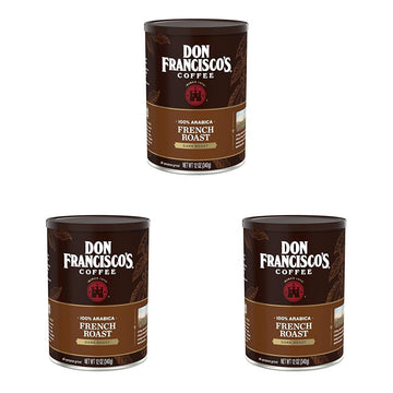 Don Francisco's Premium French Dark Roast Ground Coffee: Rich, Aromatic 100% Arabica Beans - Family Crafted Flavored Coffee for a Delightful Morning Brew (12 oz Can) (Pack of 3)