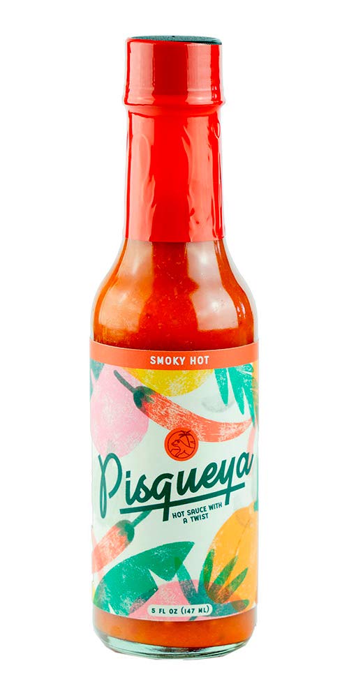 PISQUEYA Hot Sauce - Gourmet Hot Like Fuego with Caribbean Scotch Bonnet Peppers - Plant Based, No Sugar, Low Sodium, Gluten Free - You Can Really Taste the Peppers - 5 oz.
