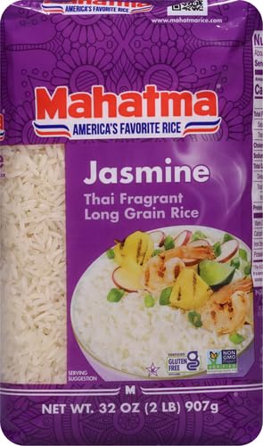 Mahatma Jasmine Rice, 2lb Bag of Rice, Thai, Indian, or Cambodian Fragrant Flavored Rice, Stovetop or Microwave Rice