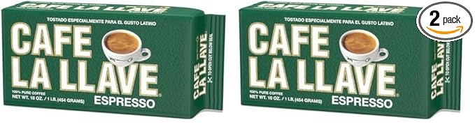 Cafe La Llave Dark Roast Ground Espresso Coffee, 10 oz Brick - Rich and Bold Cuban-Style Blend for Moka Pot, Espresso Machine, or Drip Coffee Maker - Strong, Aromatic Flavor