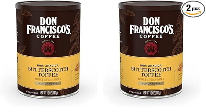 Don Francisco's Butterscotch Toffee Flavored Ground Coffee, 100% Arabica (12 Ounce Can) (Pack of 2)