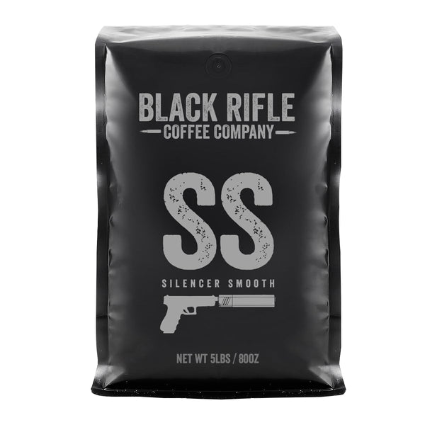 Black Rifle Coffee Company Ground Coffee Light Roast - Roasted Blend Made from Pure Arabica Beans - Colombian & Brazilian Beans - Veteran Founded & American Made (Silencer Smooth, 5 lb Bag)