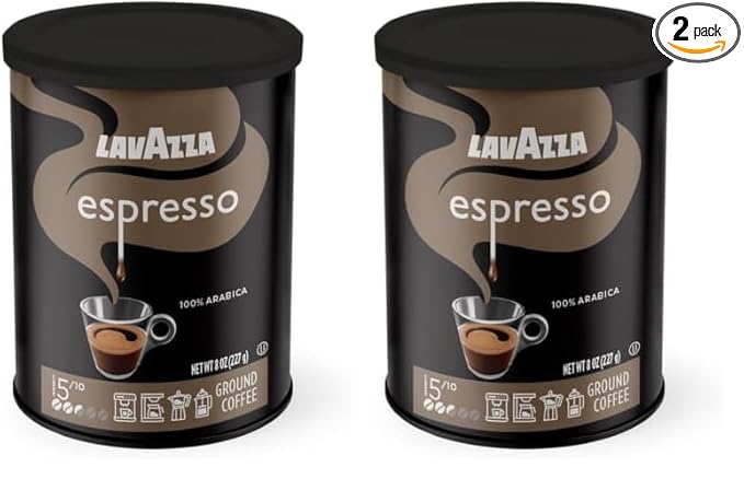 Lavazza Caffe Espresso Ground Coffee Blend, Medium Roast, 8 oz (Pack of 2)