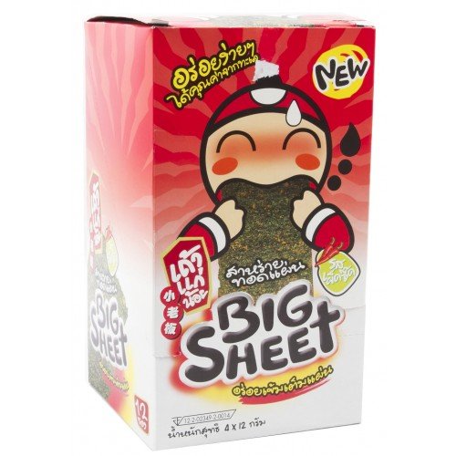 TAO KAE NOI Spicy Fried Seaweed Big Sheet (12x4g.)