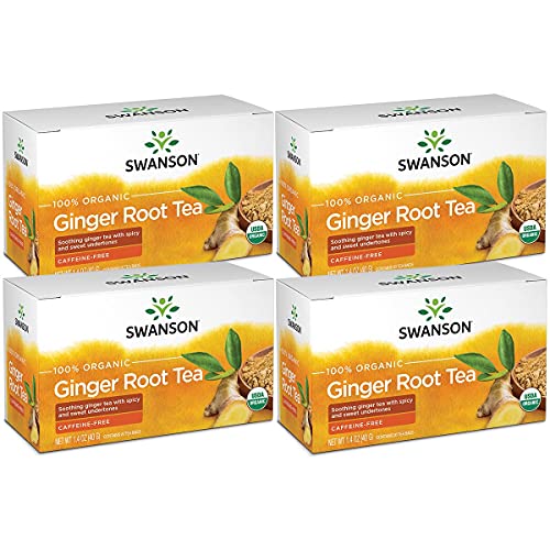 Swanson 100% Certified Organic Ginger Root Tea 20 Bag(S) (4 Pack)