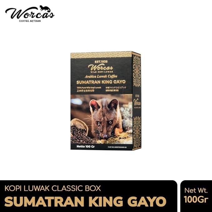 Sumatran King Gayo Arabica Weasel luwak Civet Cat Ground Coffee, 100g, Premium Wild Kopi