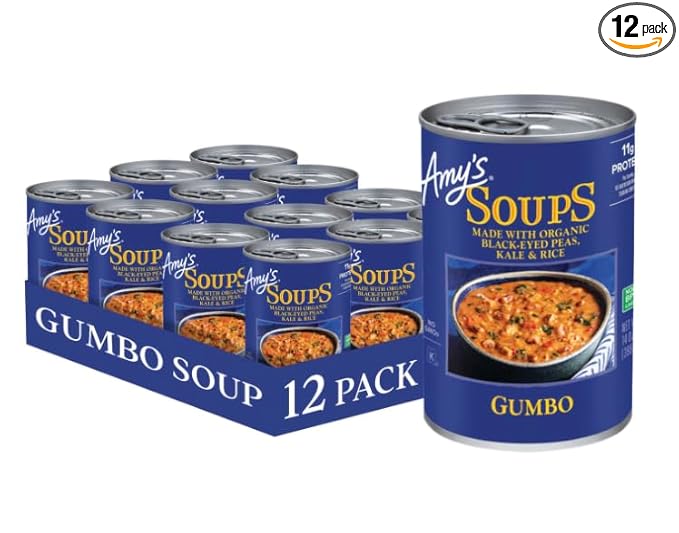 Amy's Soup, Black-Eyed Pea & Kale Gumbo, 14 Oz, Pack of 12