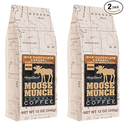 Moose Munch Gourmet Ground Coffee by Harry & David, 2/12 oz bags (Milk Chocolate Caramel)