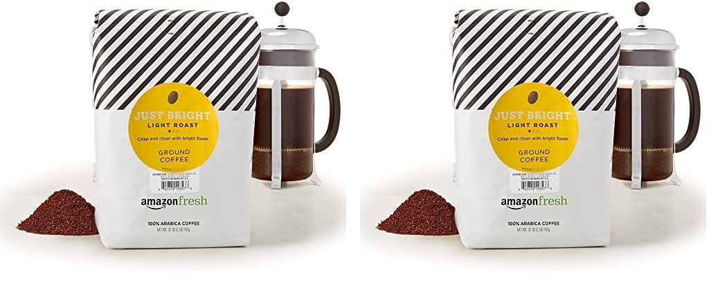 Amazon Fresh, Just Bright Ground Coffee, Light Roast, 32 Oz (Pack of 2)