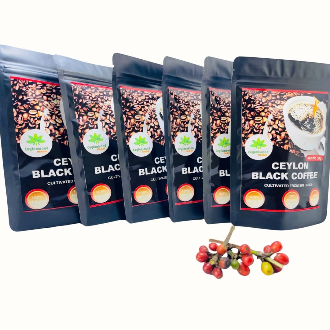 Ceylon Black Coffee 50g Packet, Organic and Premium Quality, Medium Roasted Bold & Smooth | Rich Aroma & Full-Bodied Flavor | Natural Energy Boost | Perfect for Hot & Iced Coffee