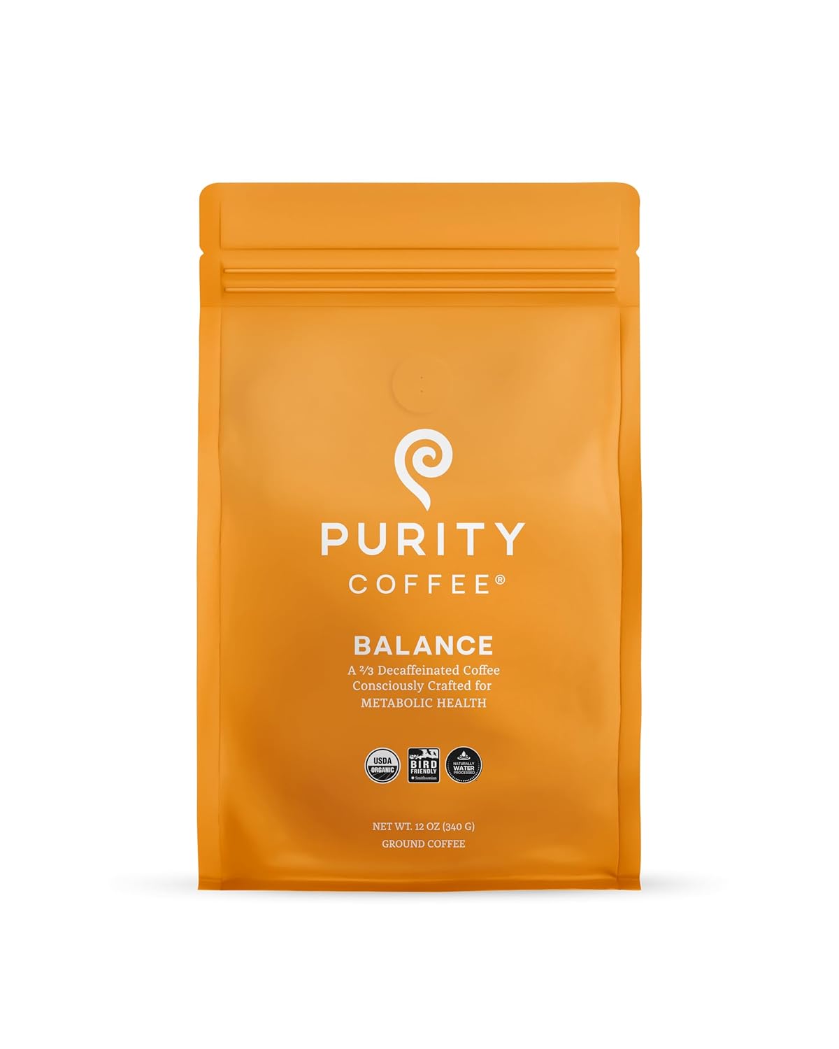 Purity Coffee FLOW Original Medium Roast Ground Coffee for Focus and Clean Energy - USDA Organic and Third-Party Tested for Antioxidants, Mold, Mycotoxins and Pesticides - 12oz (Purity Flow, medium_roast) | Ground| FLOW