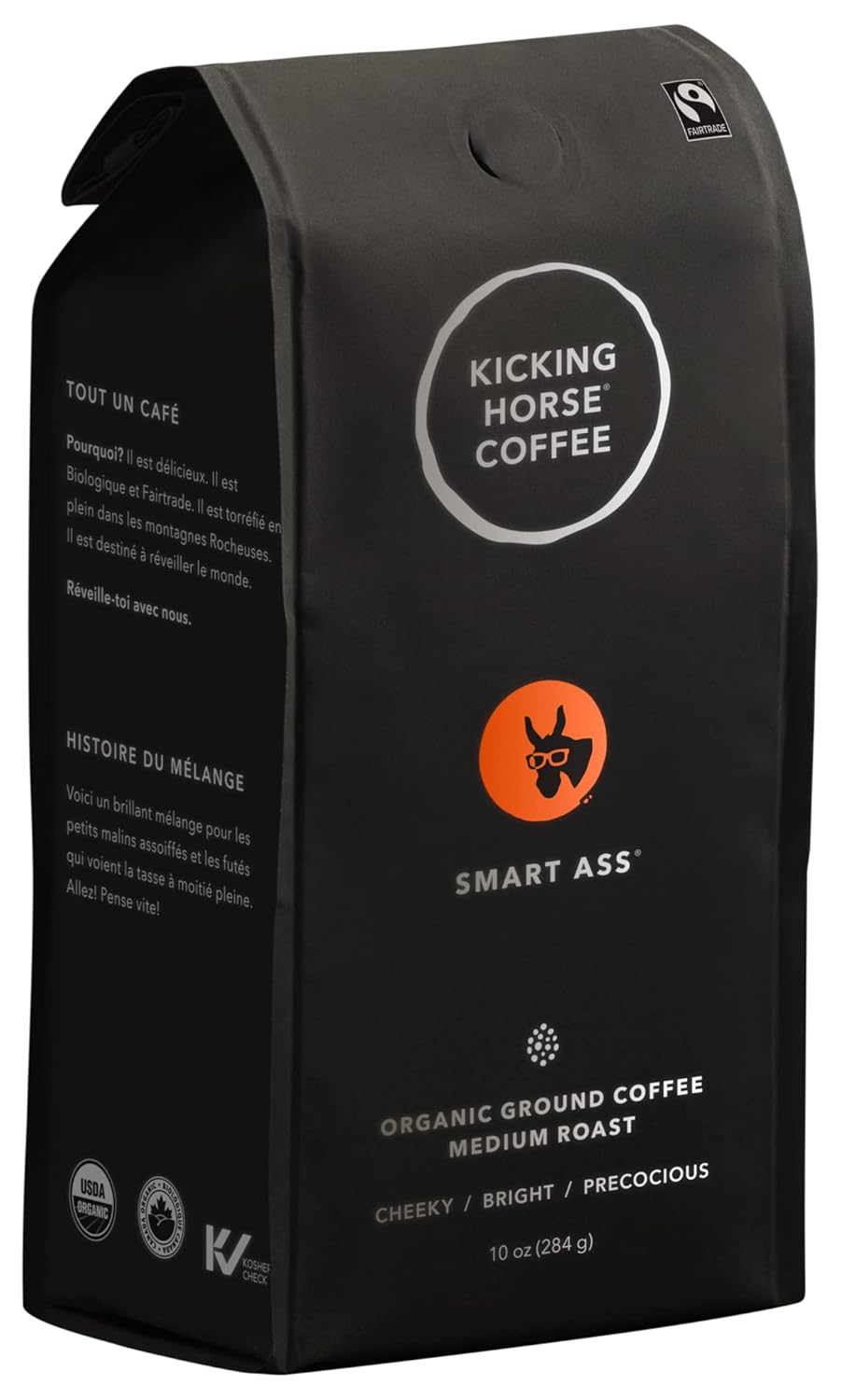 Kicking Horse Coffee Smart Ass, Medium Roast, Ground, Certified Organic, Fairtrade, Kosher, Black,284 g (Pack of 6)