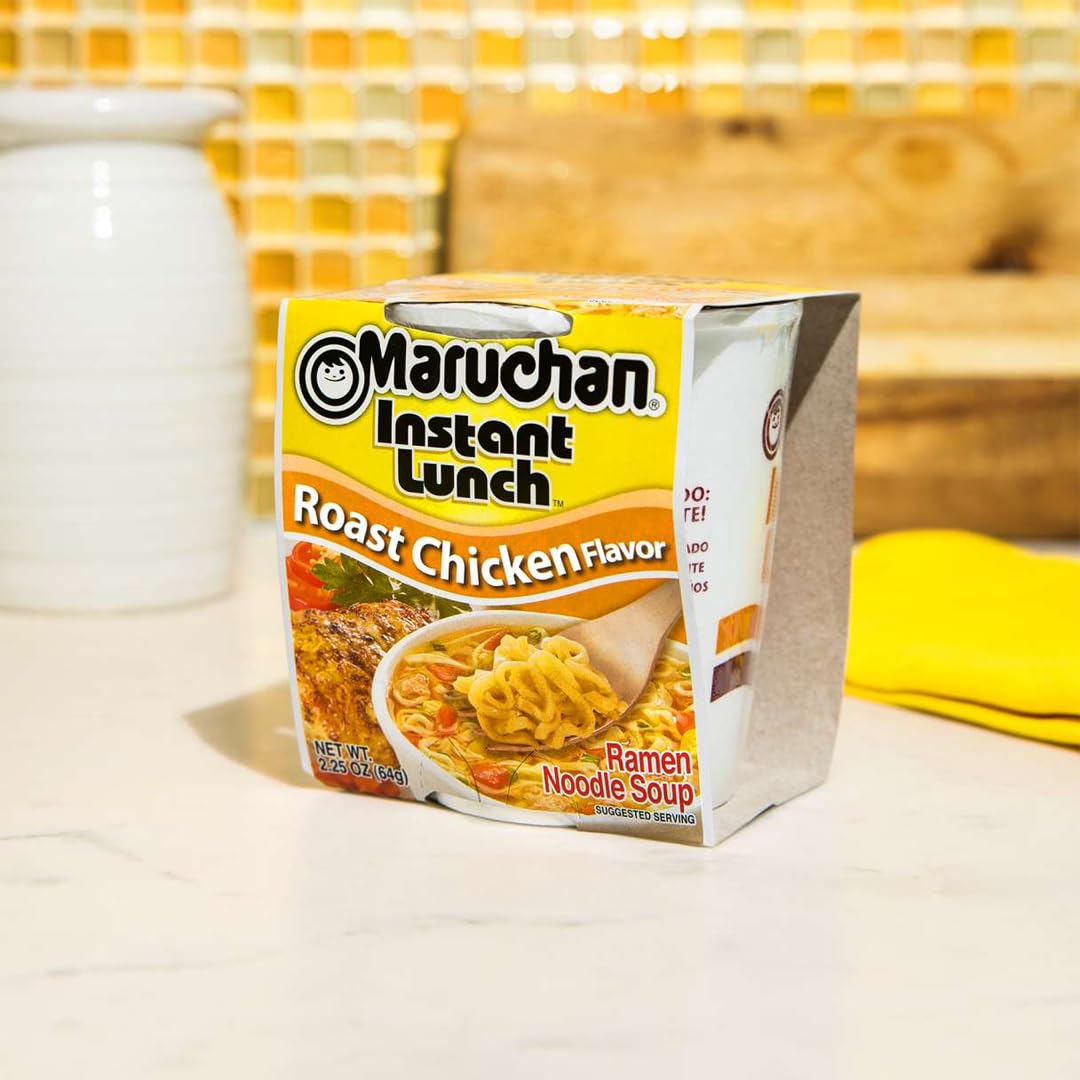 Maruchan Instant Lunch Roast Chicken, Ramen Noodle Soup, Microwaveable Meal, 2.25 Oz, 12 Count