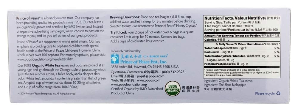 Prince of Peace® Organic White Tea 100ct