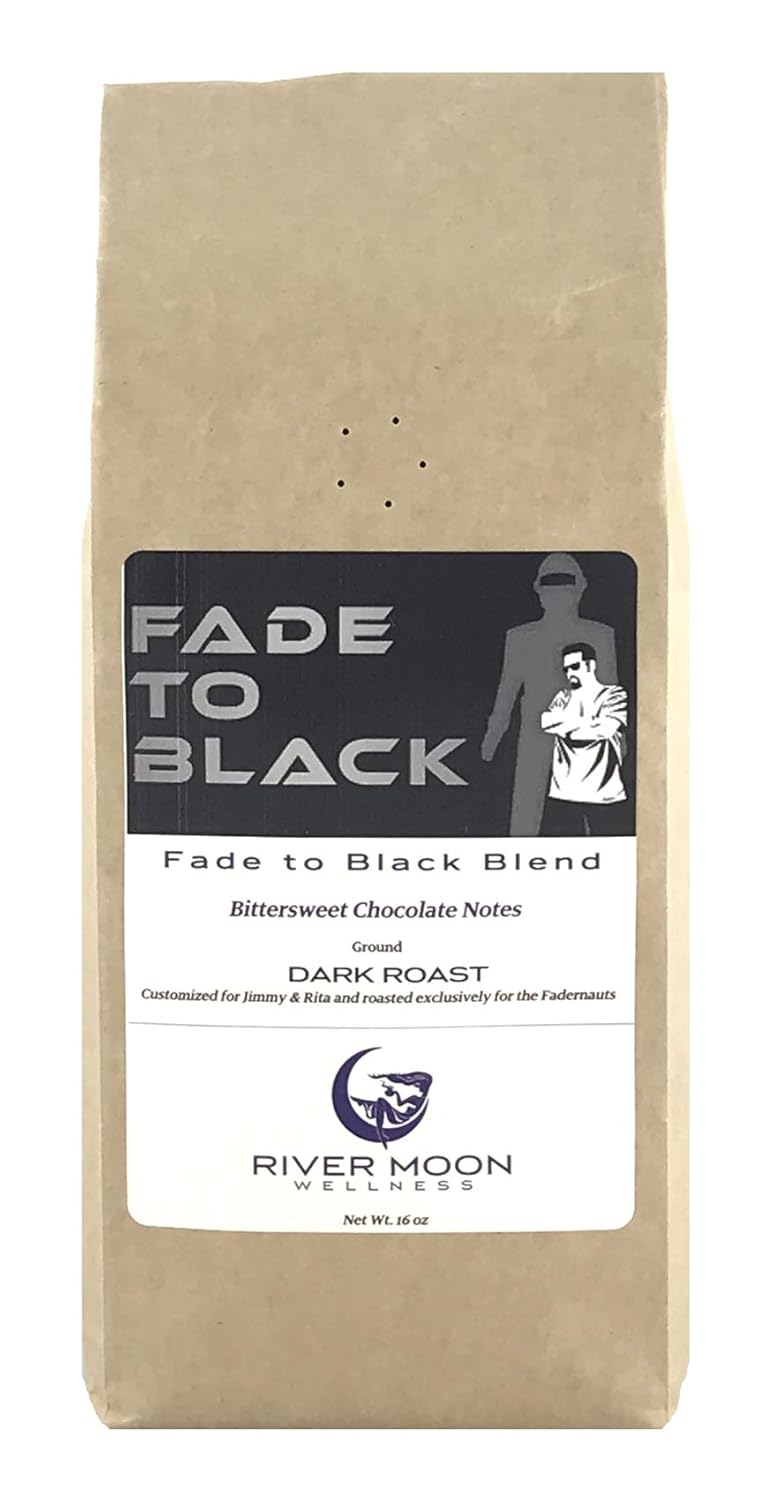 River Moon Coffee, Fade to Black Ground Coffee, Dark Roast, 16 Ounces, Extra Dark, Low Acidity, Non-GMO, Direct Trade, Fadernauts Blend