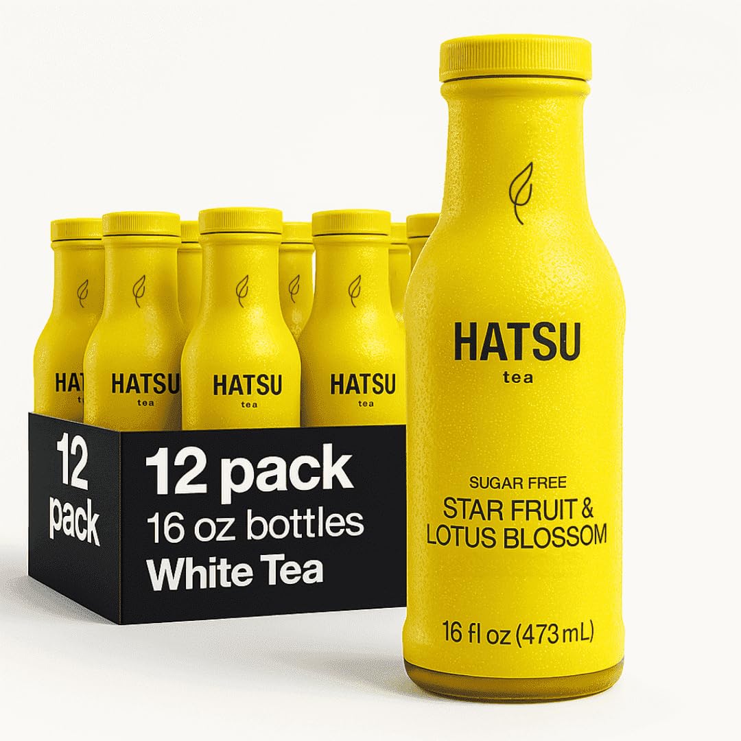 HATSU Pomegranate & Blueberry Flavored White Tea, Sugar Free, 16.9 fl oz (Pack of 12)