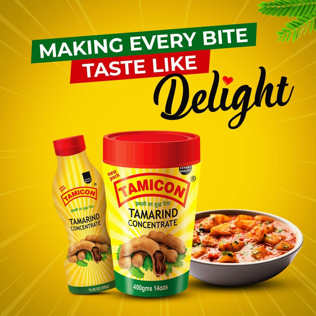 Tamicon Tamarind Concentrate | Tangy & Sour Imli Chutney | South Indian Style Paste | Ideal for Indian Curries, Thai Sauces & Kitchen Recipes | 7.05 Oz (200gm)