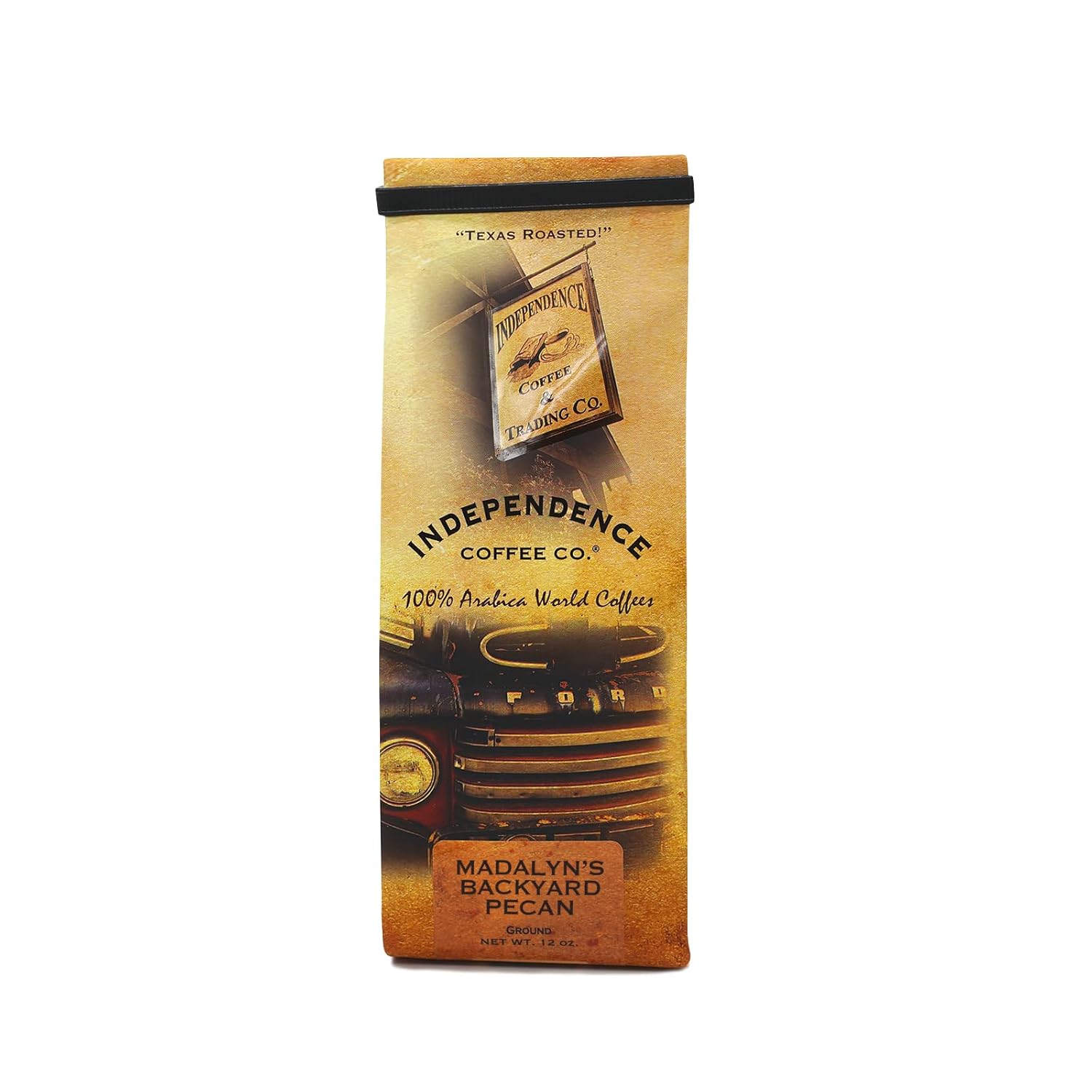 Independence Coffee Co. Madalyn's Backyard Pecan Flavored Mellow Body, Light Roast Ground Coffee, 12 Ounce Bag