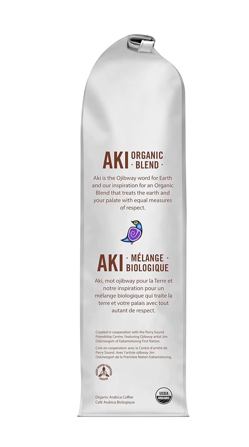 Muskoka Roastery Coffee, Aki Organic Blend, Medium Dark Roast, Ground Coffee, 454g