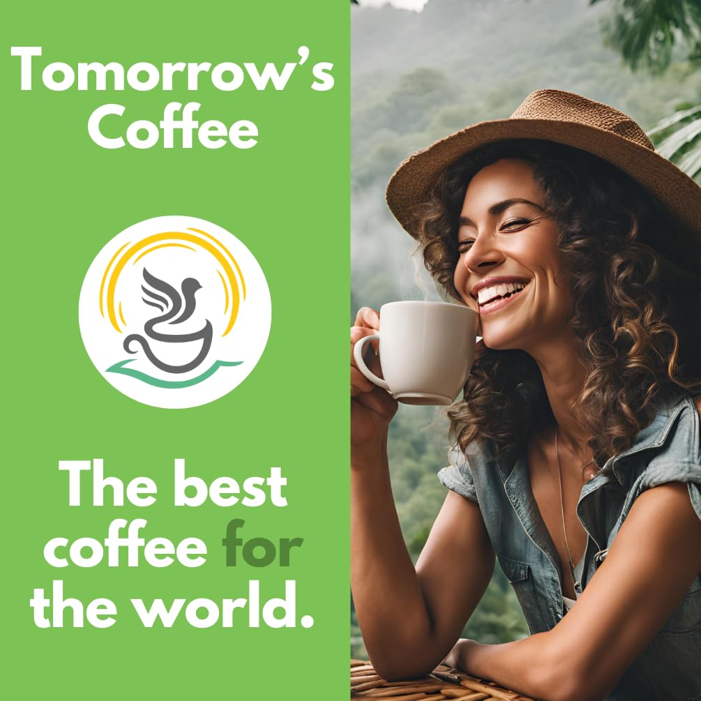 Tomorrow's Coffee Organic, Smithsonian Bird Friendly Certified, Fair Trade, Shade Grown Coffee, Dark French Roast with chocolate flavor | Sustains Amazon Rainforest, Compostable Bag, Eco-Friendly Packaging (1 lb., whole bean)