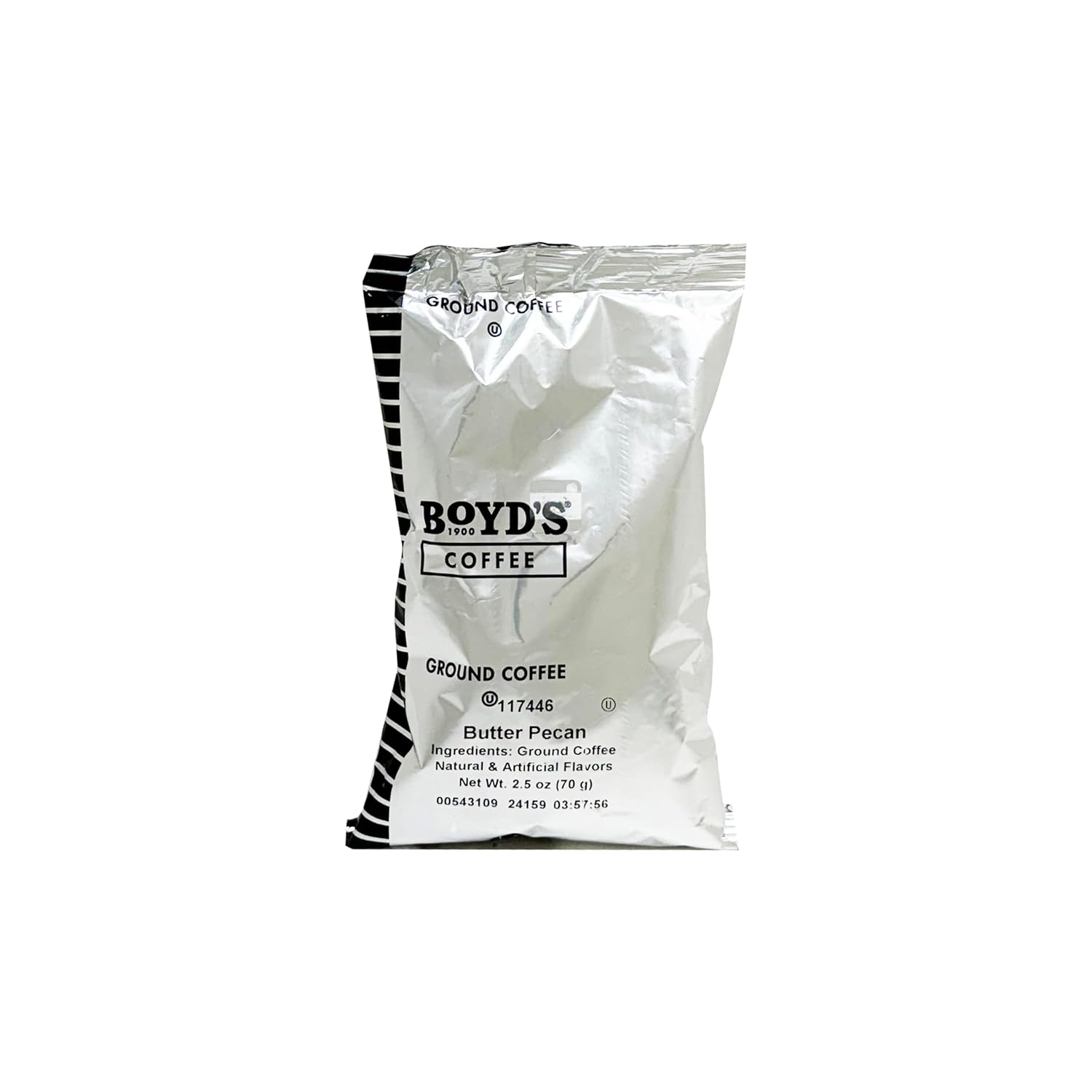 Boyd's Flavored Butter Pecan Ground Coffee, 46/2.5oz Pre-Portioned Packets