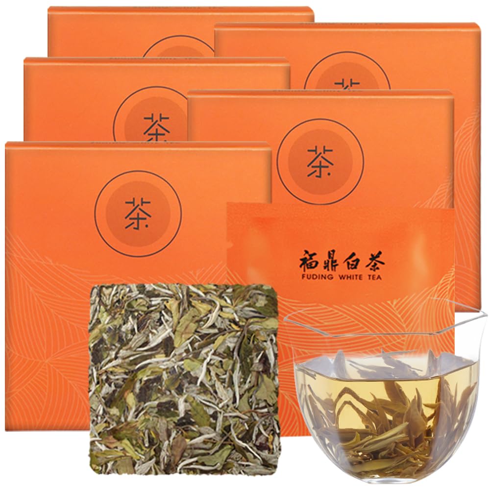 XIXICHA White Peony King White Tea Individually Packed Tea Cake Chinese Bai Mu Dan Fuding White Tea Unique Rich Aroma Of Flowers 牡丹王 白茶 白牡丹 福鼎白茶 4.4oz/125g (5box 25Bags)
