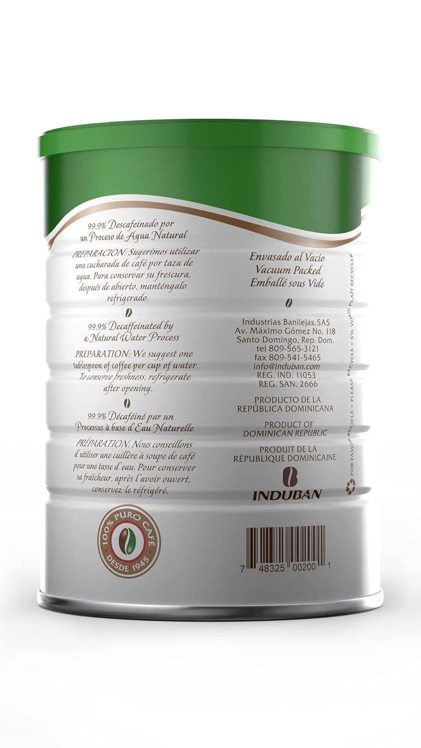 Café Santo Domingo Decaf, 10 oz Can, Ground Coffee, Medium Roast - Product from the Dominican Republic (Pack of 2)