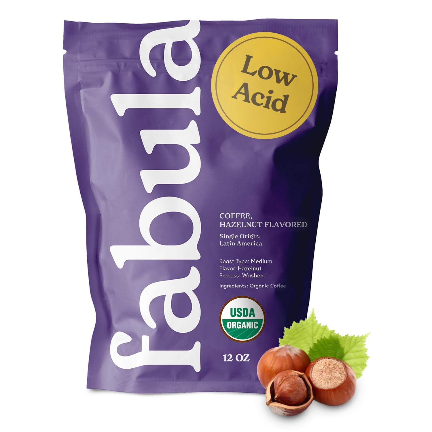 Fabula Low Acid Coffee, USDA Organic Ground Coffee Medium Roast - Non GMO - No Molds - Mycotoxins Pesticides Free - Single Origin Coffee - 12 oz