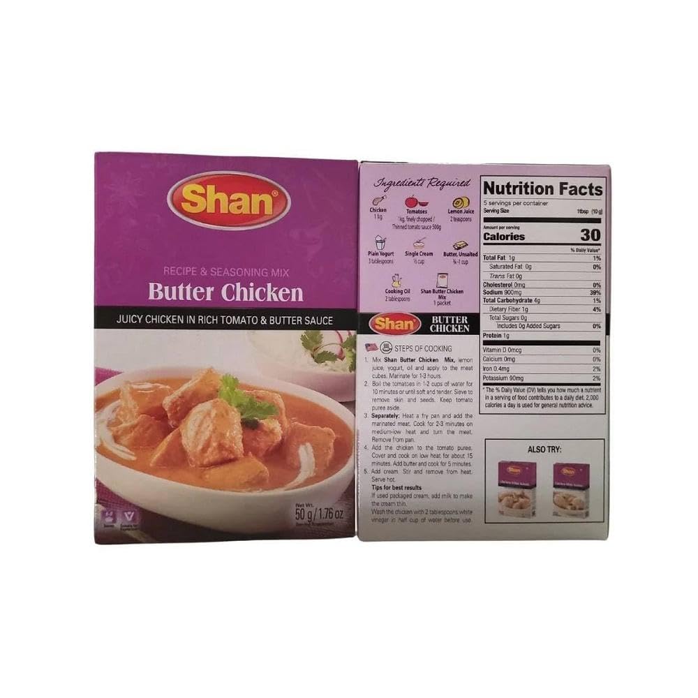 Shan Chicken Ginger Recipe and Seasoning Mix 1.76 oz (50g) - Spice Powder for Tender Chicken in Ginger Sauce - Suitable for Vegetarians - Airtight Bag in a Box