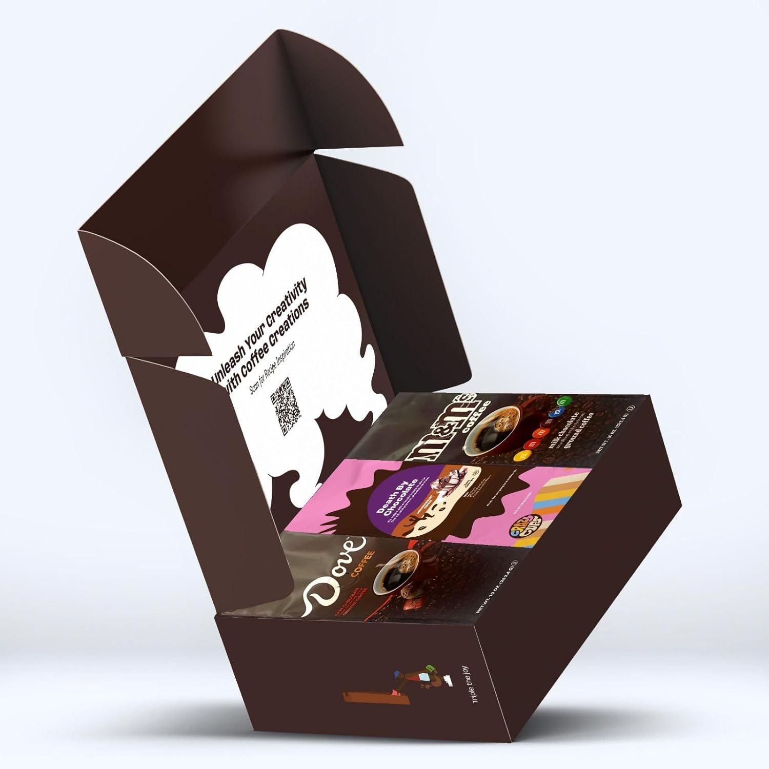 Perfect Samplers Flavored Ground Coffee Gift Box Variety Pack, M&M, Dove, Death by Chocolate Coffee Medium Roast Ground Coffee Sampler, 3 Pack