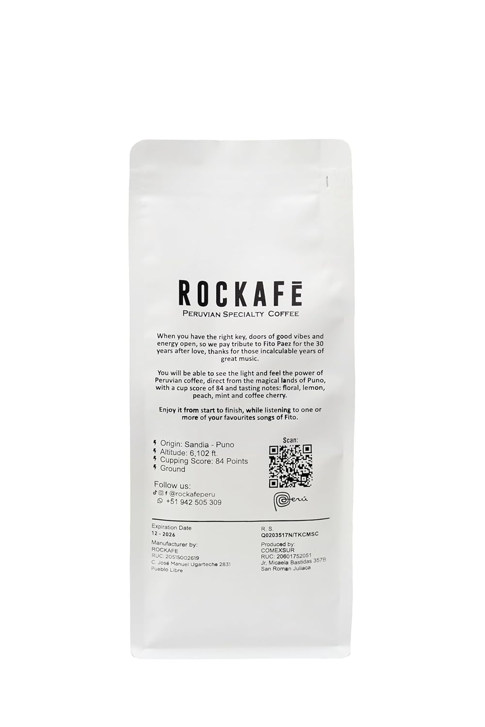 Rockafe Fito Paez Edition - 8.8 oz Bag of Peruvian Specialty Coffee - By Iky Store (Red Caturra and Bourbon) (1)