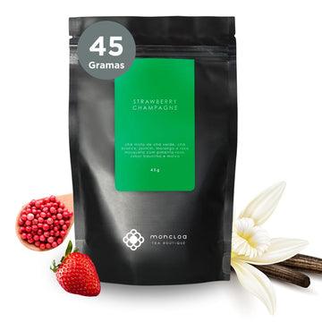MONCLOA STRAWBERRY CHAMPAGNE - Premium Green and White Loose Leaf Tea w/ Strawberry, Jasmin, Pink Pepper. Antioxidant, Energizer. Pouch 2.8oz/80g.