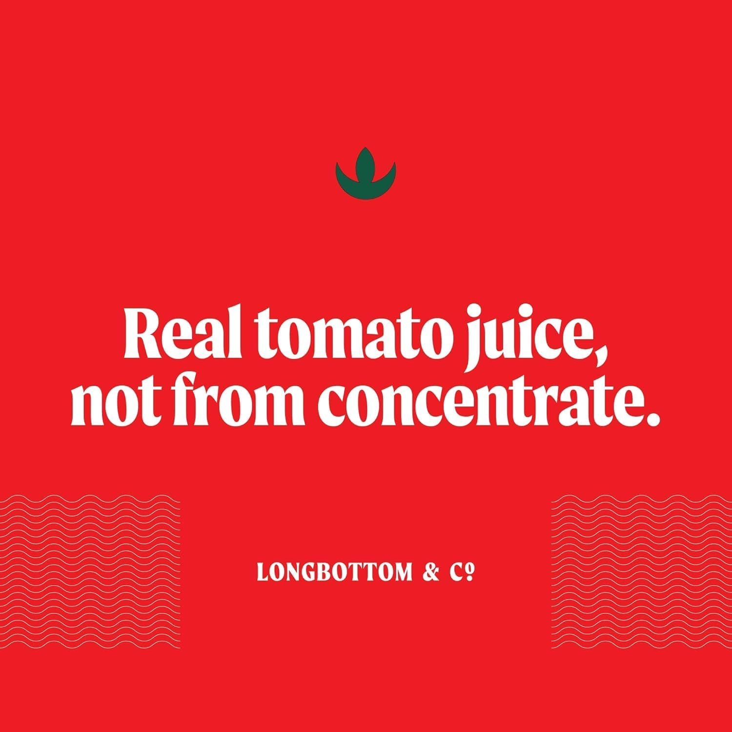 Longbottom & Co. Virgin Bloody Mary Mix/Tomato Juice | Premium Made with Fresh Pressed Tomatoes | Low in Sodium | 7.5 Fl Oz (4 Pack)