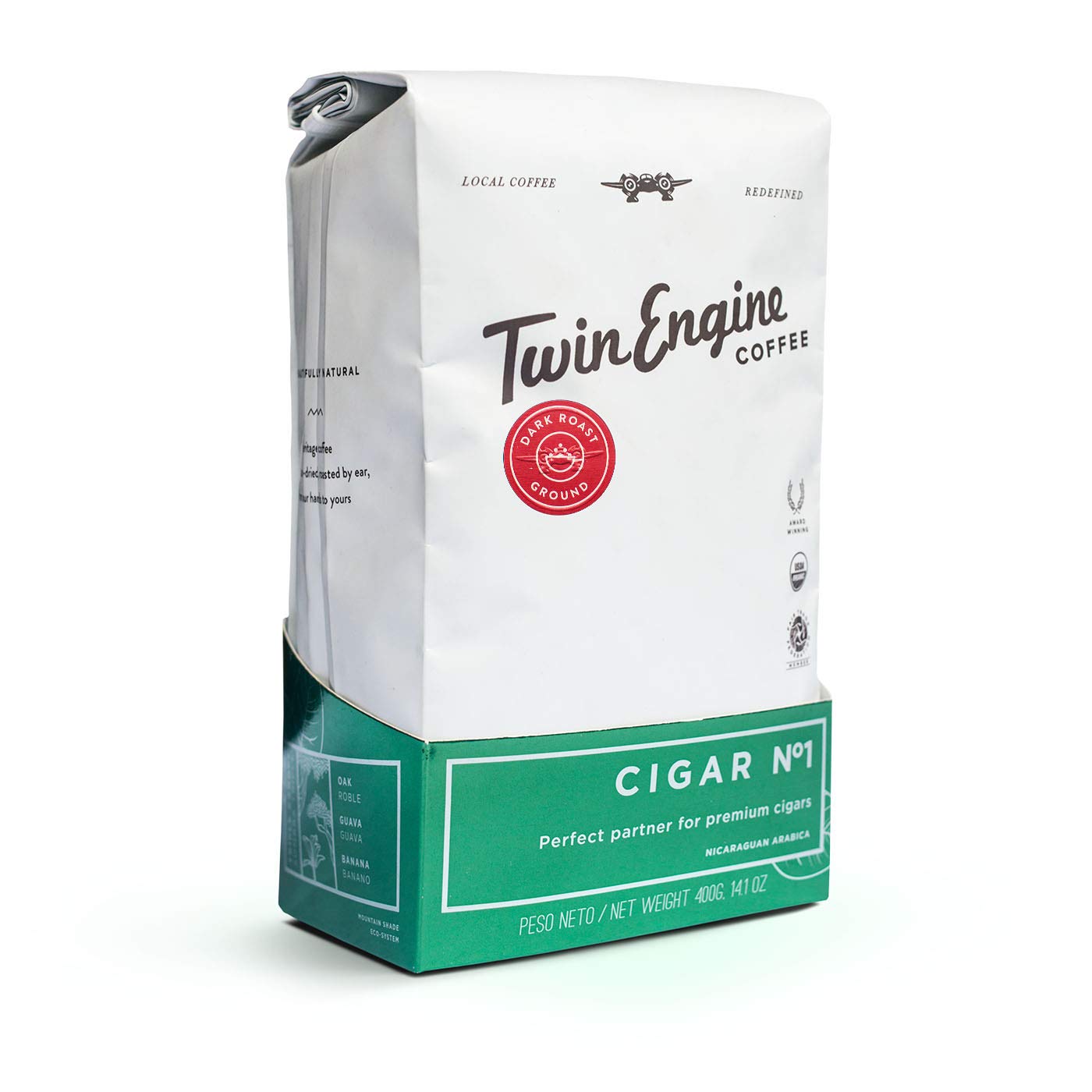 TWIN ENGINE COFFEE NICARAGUAN CIGAR BLEND #1 - Dark Roast, Ground Coffee, 14.1oz | Specialty Grade, Small Batch, Bagged at Source, Nicaragua's Coffee