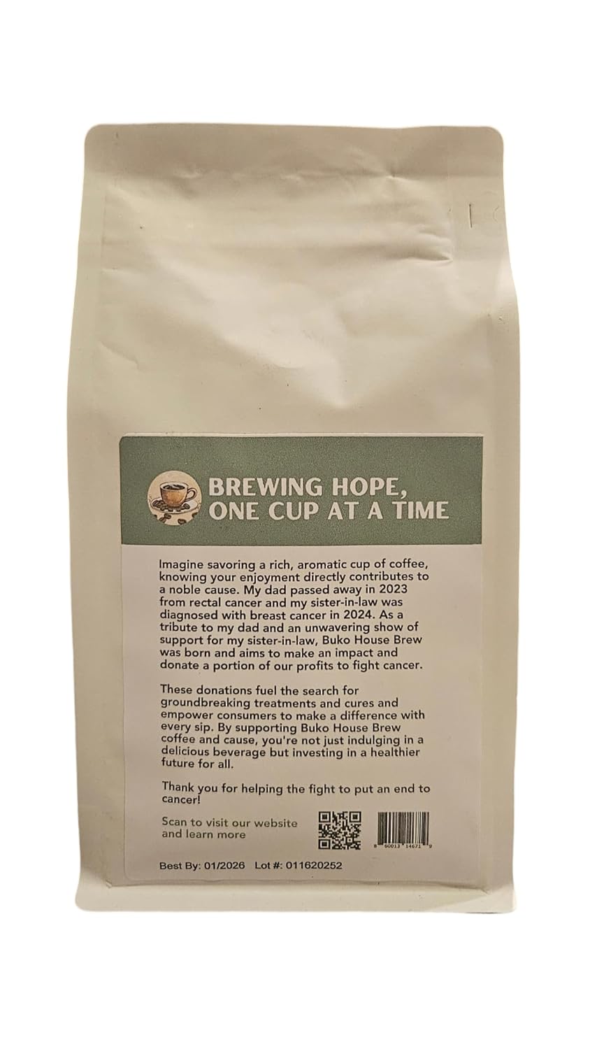 Buko House Brew Coffee, Medium Roast Ground Coffee, 12 oz, Cancer Research Support Donation