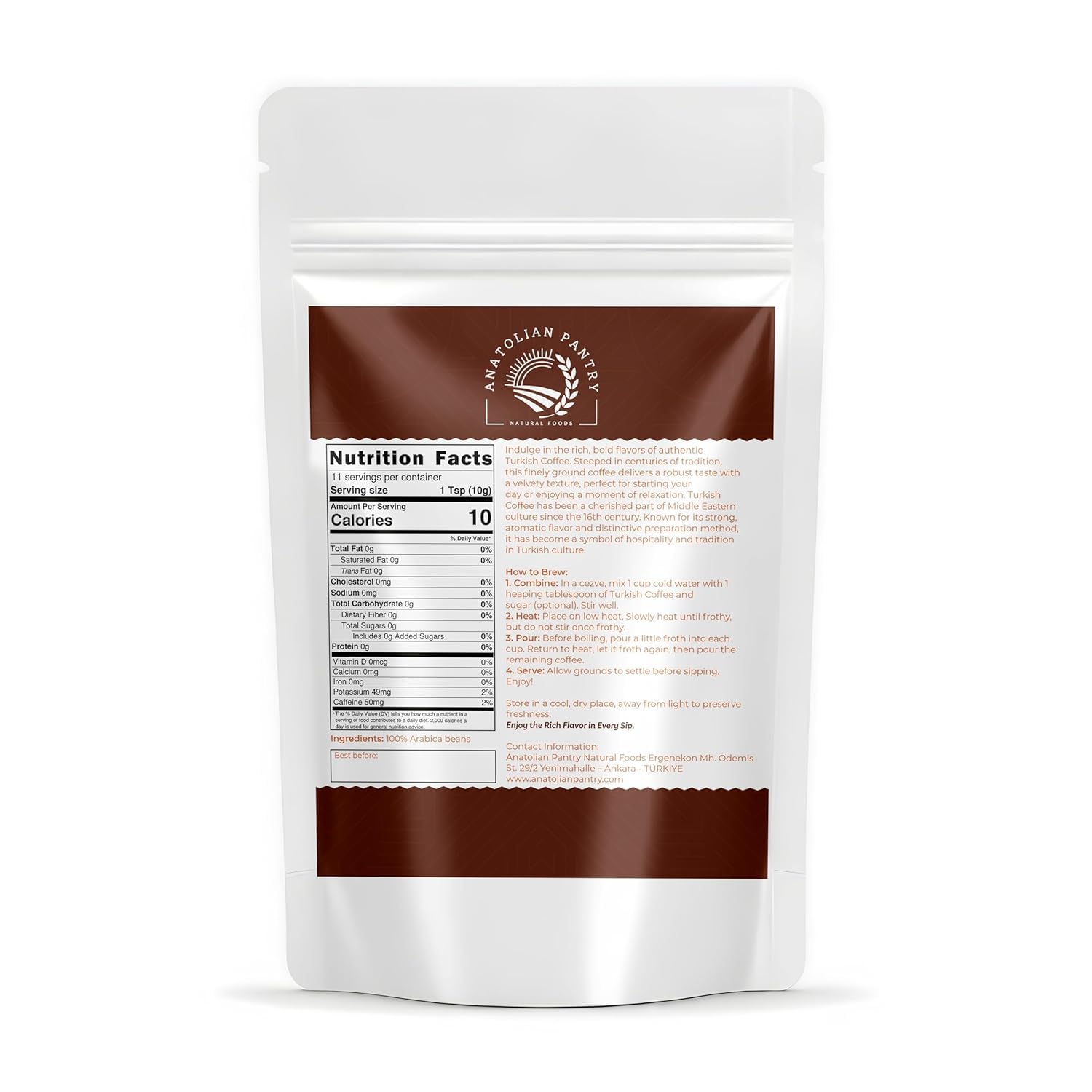Turkish Coffee - Premium Arabica Beans - Rich, Velvety Flavor, Medium Roast, Ultra Fine Grind - (8 oz) - Traditional Turkish Taste - Turk Kahvesi
