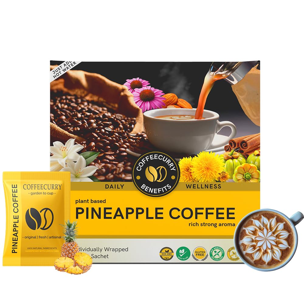 COFFEECURRY Pineapple Coffee Premix (30 Sachets - 1 Month Pack) - With Refreshing and Fruity Blends of Natural Ingredients