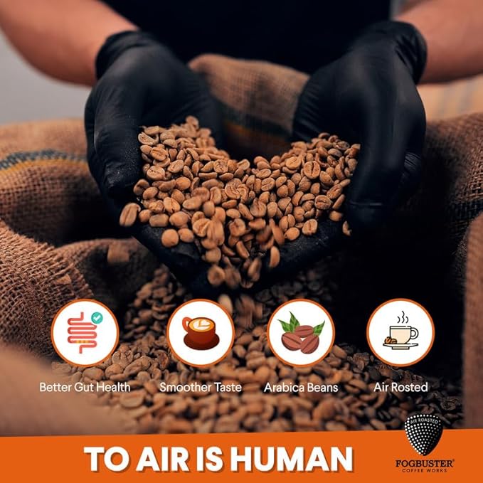 Smoldering Volcano Medium Roast Ground Coffee – 6 Pack of 10 oz by Fogbuster Coffee Works – Air Roasted, Organic, Fair Trade & Kosher – Bold & Smooth Eruption of Flavor