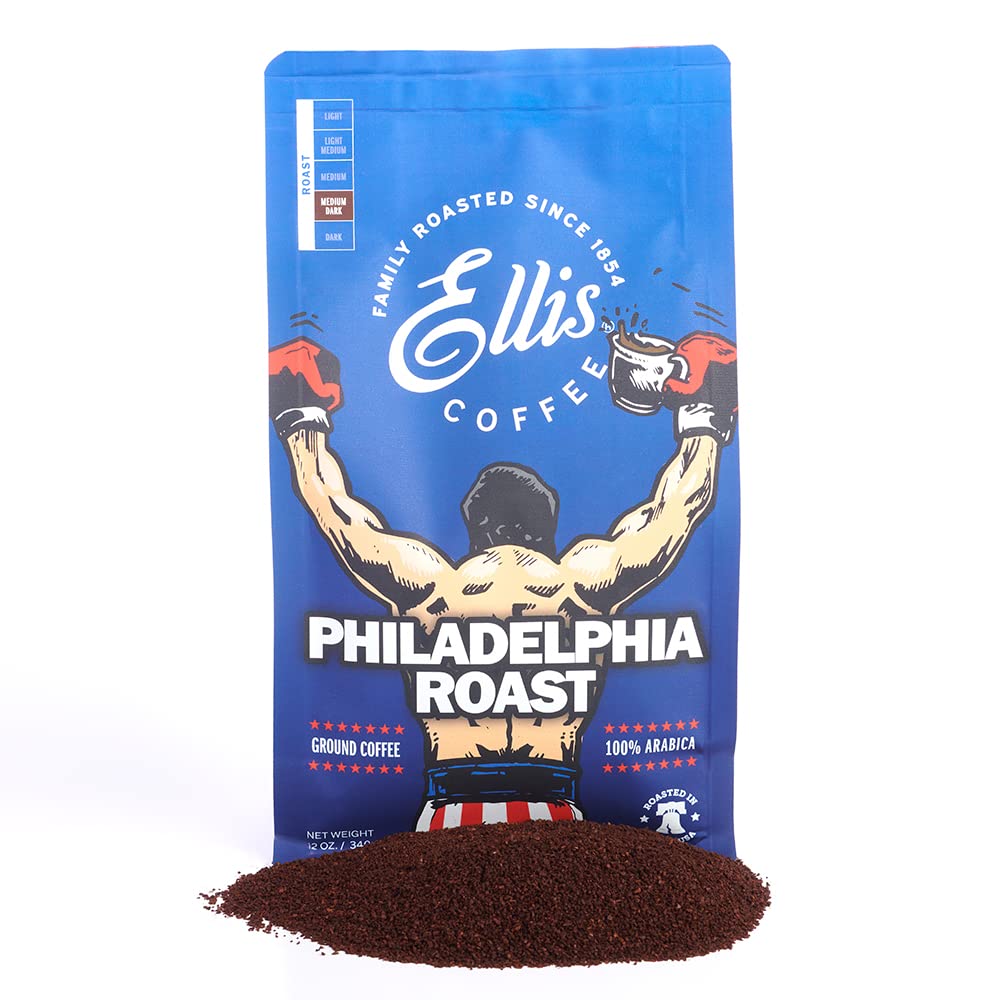 Ellis Coffee - Philadelphia Roast – Medium-Dark Roast – Ground Coffee – 12 oz Resealable Bag
