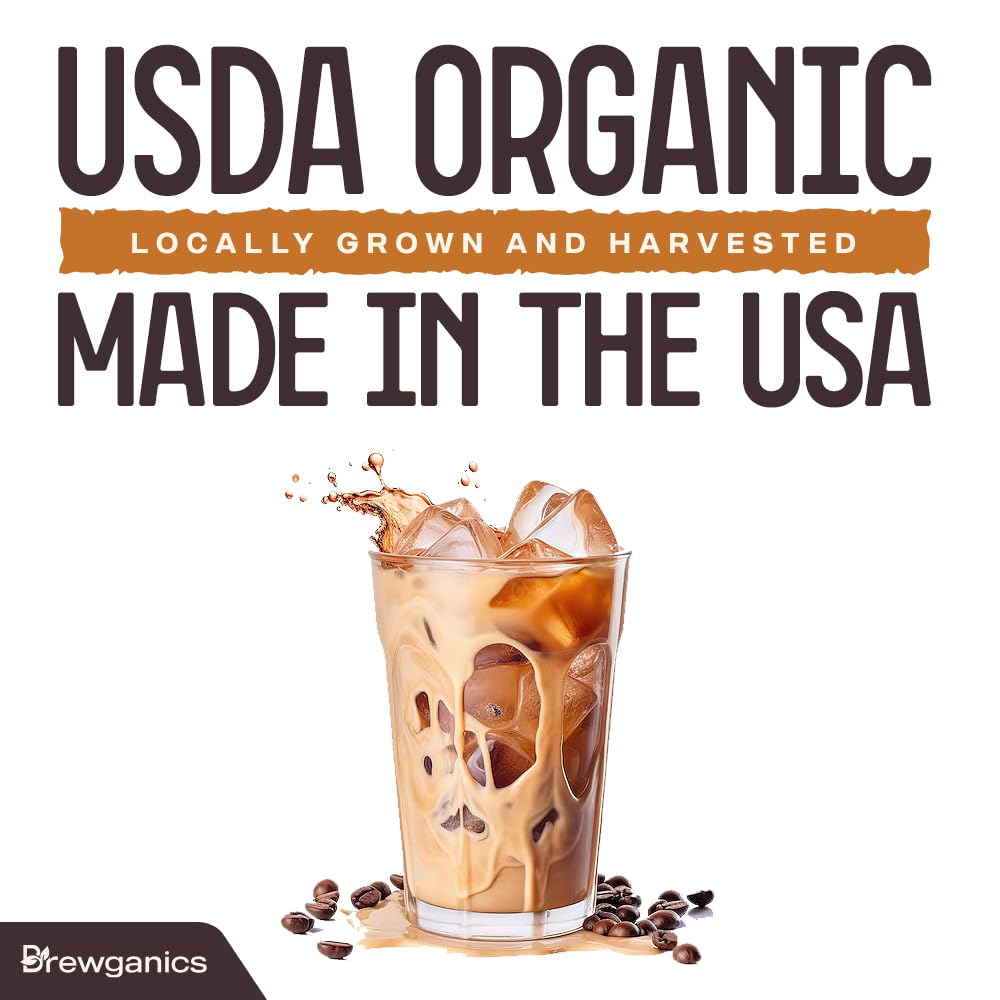 Premium Mushroom Coffee | USDA Organic | Lion's Mane, Chaga, Reishi, Turkey Tail, Cordyceps, Maitake, Shitake | Improvaed: Focus, Mood, Energy, Clarity, Digestion - 30 Servings (spoon included)