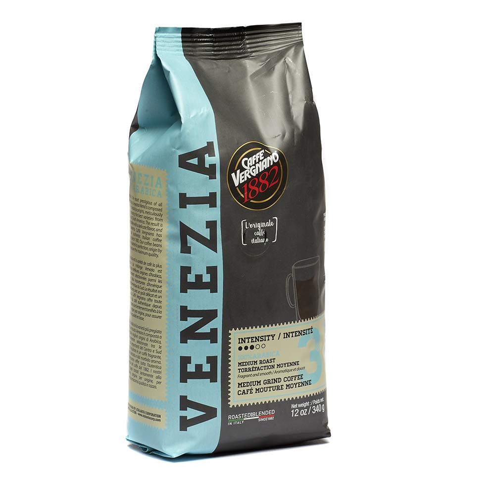 Caffe Vergnano Venezia 100% Arabica Medium Roast Coffee | Medium Grind for Filter Drip Machines | Imported from Italy | 12oz (340g)
