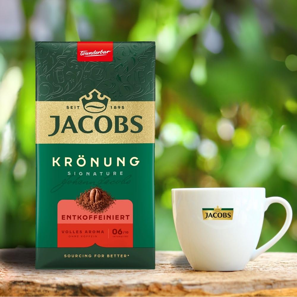 Jacobs Kronung Entkoffeiniert Decaf Ground Coffee 500 Gram / 17.6 Ounce (Pack of 3)
